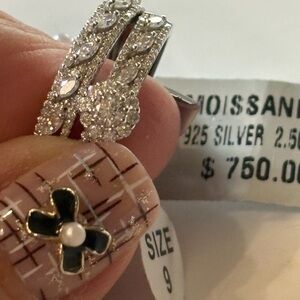 Elegant 925 Silver Moissanite Ring Set
